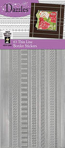 HOTP Dazzles N2405 Silver 63 Thin Line Border Outline Stickers