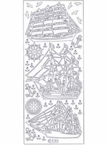 Starform N1010 Silver LARGE SAILING SHIPS Peel Stickers OUTLINE