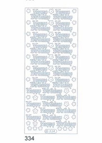 Starform HAPPY BIRTHDAY N334 Transparent SILVER Outline Peel Sticker
