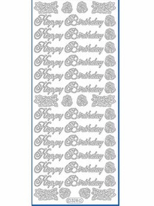 Starform N328 SILVER HAPPY BIRTHDAY Outline Peel Sticker