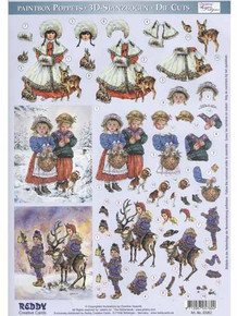 3-D Paintbox Poppets Winter Children 83062 Die Cut