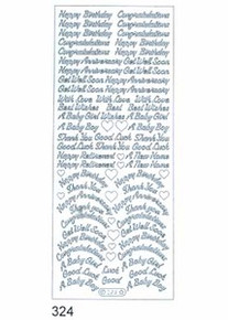 Starform N324 Silver Assorted Greetings Outline Peel Sticker