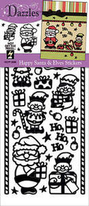 HOTP Dazzles Happy Santa & Elves Stickers Black 2096