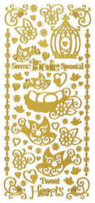 HOTP Dazzles Tweet Heart Gold Stickers 1619 Outline