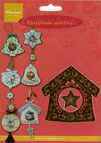 Marianne Design Christmas Embossing BIRD HOUSE 4017465 Embroidery Stencil