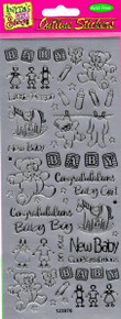 Outline N976 Silver Baby Congratulations Peel Stickers