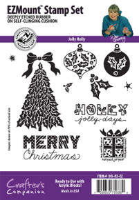 Dee Gruenig Jolly Holly EZMount Stamp Set Limited Edition Set of 11 Deeply Etched Christmas Stamps