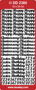 DD2380 Gold Happy Birthday and Various Occasions Peel Stickers One 9x4 Sheet