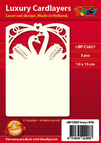Luxury Cardlayers 3pc A6 Wedding Swans Ivory 10x15cm Laser-Cut Card