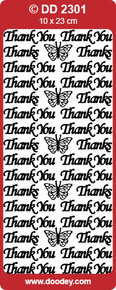 DD2301 Silver Thank You Peel Stickers One 9x4 Sheet