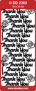 DD2302 Doodey Silver Thank You Stickers Peel Outline