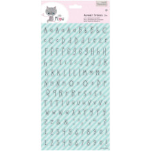 Little Meow Alphabet Stickers 134pc Mint Stripe UC LC Numbers