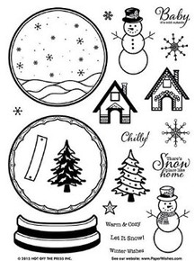 Hot Off the Press Snow Globe Clear Silicone Stamp Set 21pc HOTP1196