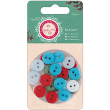 Papermania Bellissima Christmas Buttons 30/Pkg-5 Color Assortment