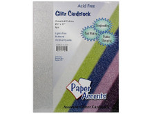 Glitz Cardstock 8.5x11 6pc Assorted Glitter Colors Acid Free Archival
