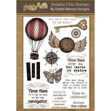 Debbi Moore Designs Shabby Chic Clear A5 Stamp Set, Time Flies DMNS004