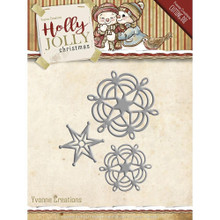 Yvonne Creations Holly Jolly Christmas Snowflake and Star Cutting Dies YCD10073