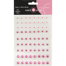 Want2Scrap Say it With Bling Rhinestones 72 Pink Self Adhesive Gems 2055