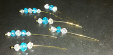 Bow Pins - Small - Lt Blue and Crystal on 20ga Silver Pins