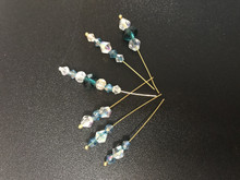 Bow Pins - Small - Peacock and Crystal on 20ga Silver Pins P021