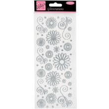docrafts Anita's Glitterations Flowers Stickers, Silver