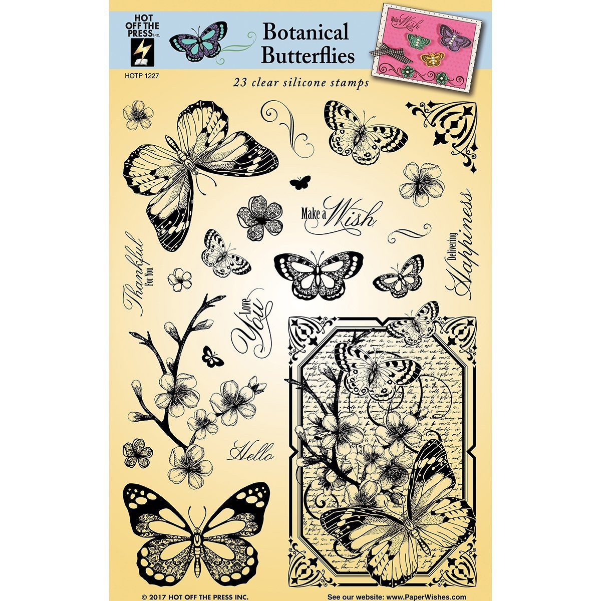 HOTP Clear Stamps - Botanical Butterflies - Silicone Stamps