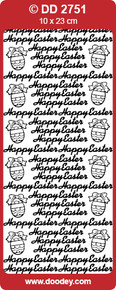 DOODEY DD2751 SILVER  HAPPY EASTER Text Stickers Peel Outline