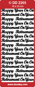 DOODEY DD2205 SILVER  HAPPY RETIREMENT Text Stickers Peel Outline