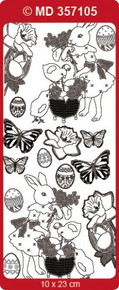 Doodey MD357105 GOLD Double Embossed Etched EASTER Stickers One 9x4 Sheet