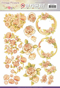 Jeanine's Art Vintage Flowers Punchout Sheet-Romantic Vintage