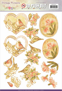 Jeanine's Art Vintage Flowers Punchout Sheet-Pale Vintage