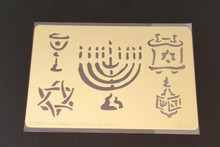Hanukkah Symbols Stencil XDAH-77  2.5x3.5"