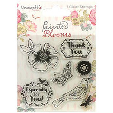 Dovecraft Painted Blooms Clear Acrylic Stamp Set