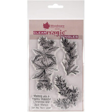 Woodware Craft Collection Poinsettia & Spruce Stamp Sheet, 3.5' by 5.5', Clear