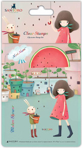 Santoro Kori Kumi II A6 Character Stamps-Melon Shower