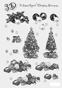 3D Die Cut Monochrome Christmas Decoupage Polar Bears and Penguins
