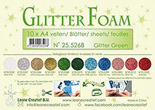 Leane Creatief Glitter Foam 10 A4 Sheets- Glitter Green