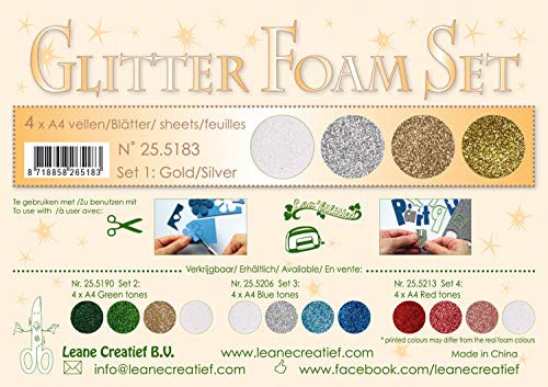Leane Creatief 10 Glitter Foam Sheets A4 - Silver