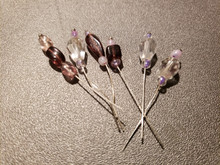 Bow Pins - Small - Purple and Crystal on 20ga Silver Pins P031