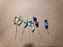 Bow Pins - Small - Blue and Crystal on 20ga Silver Pins P024