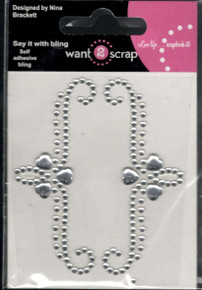Want 2 Scrap Say it With Bling Diamond Rhinestone Self-Adhesive Bracket By Nina - Heartfelt