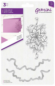 Gemini GEM-STD-POIN Poinsettia Stamp and Metal Die Set, Clear/Silver