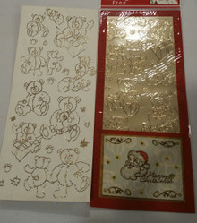 Sticker King Christmas Gold Foil Teddy Bears Outline Peel Sticker