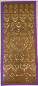 Sticker King  Gold Foil Hearts & Flowers Outline Peel Sticker