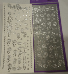 Sticker King  Silver Daisy Vases Outline Peel Sticker Accents and Borders