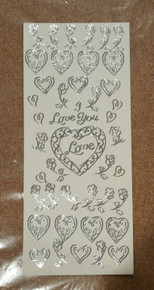 Sticker King  Silver Hearts & Flowers Outline Peel Sticker Accents