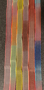 6 Warm Colors Sheer Ombre With Edges Ribbon 3/4" 1 YD