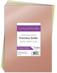 Crafter's Companion Centural Pearl Metallic 36 Sheet Card Pack, Precious Golds, Precious Gold