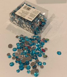 Acrylic Jewel Assortment Bright Sky Blue GIANT 7.6oz. 215g Box Assorted Sizes 