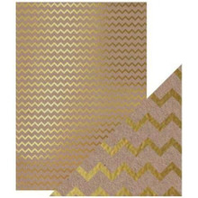 Craft Perfect- A4 Foiled Kraft Card- Golden Zigzag- 9340E